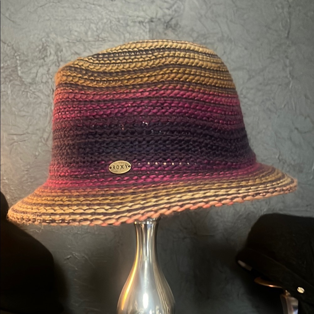 Roxy Brown and Pink Woven Bucket Hat